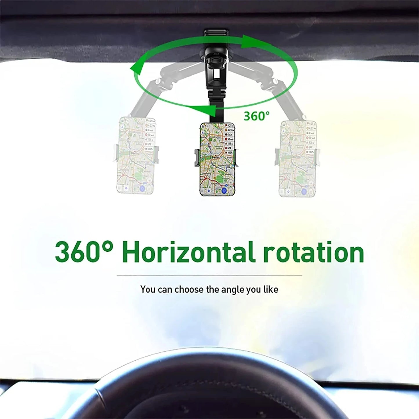 Sun Visor Phone Holder,360° Rotatable Rearview Phone Holder, Cell Phone Holder for Car Sun Visor Perfectly for iPhone, Samsung & Other Cellphone, Car Accessories