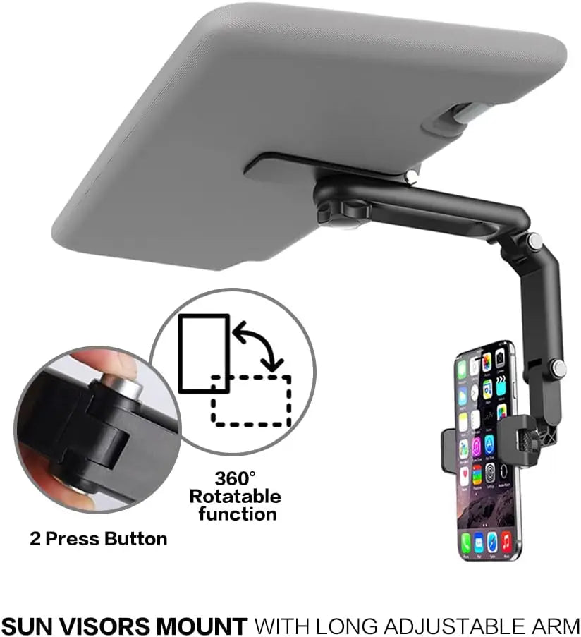 Sun Visor Phone Holder,360° Rotatable Rearview Phone Holder, Cell Phone Holder for Car Sun Visor Perfectly for iPhone, Samsung & Other Cellphone, Car Accessories