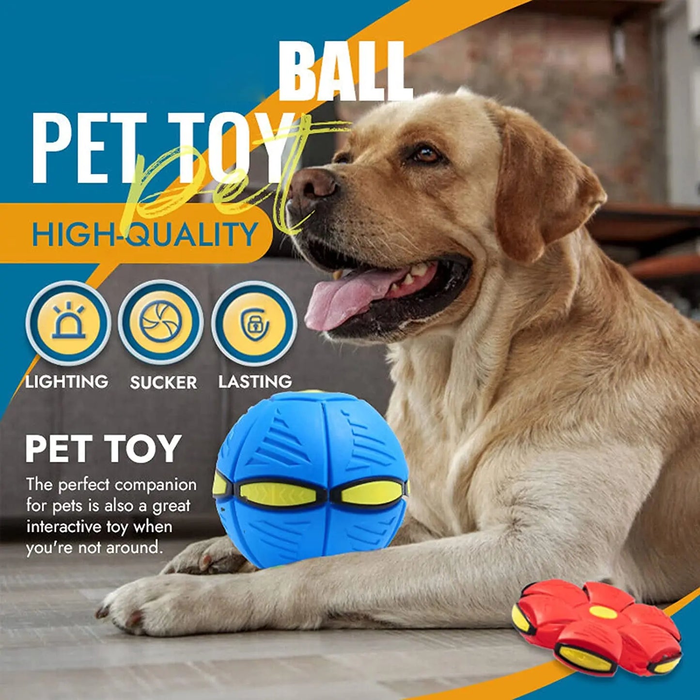 New Pet Dog Toy - Magic Flying Saucer Ball, Durable Soft Rubber Interactive Throwing Ball, Outdoor Sport Dog Training Equipment