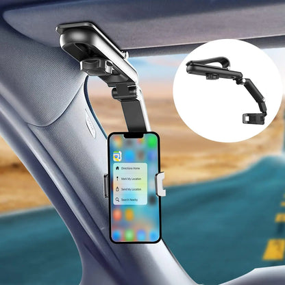 Sun Visor Phone Holder,360° Rotatable Rearview Phone Holder, Cell Phone Holder for Car Sun Visor Perfectly for iPhone, Samsung & Other Cellphone, Car Accessories